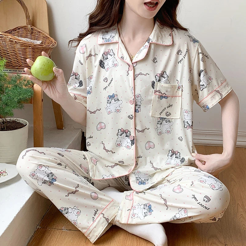 【三件套布偶猫】夏季短袖睡衣女高级感可外出卡通可爱布偶猫家居服