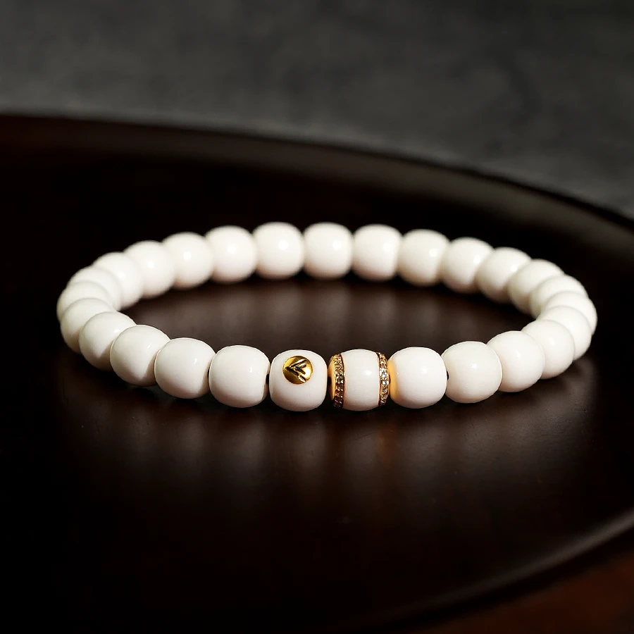 【TIANYU】原生态骨瓷白驼骨单圈手串金标搭配款[TY160]