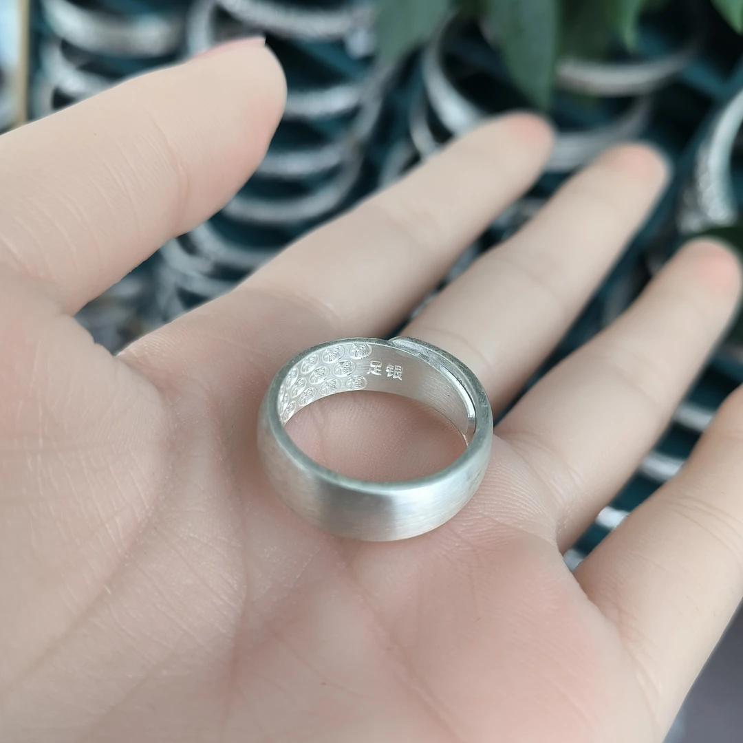 足银戒指 【尚古银坊】足银999哑光面古法男式戒指