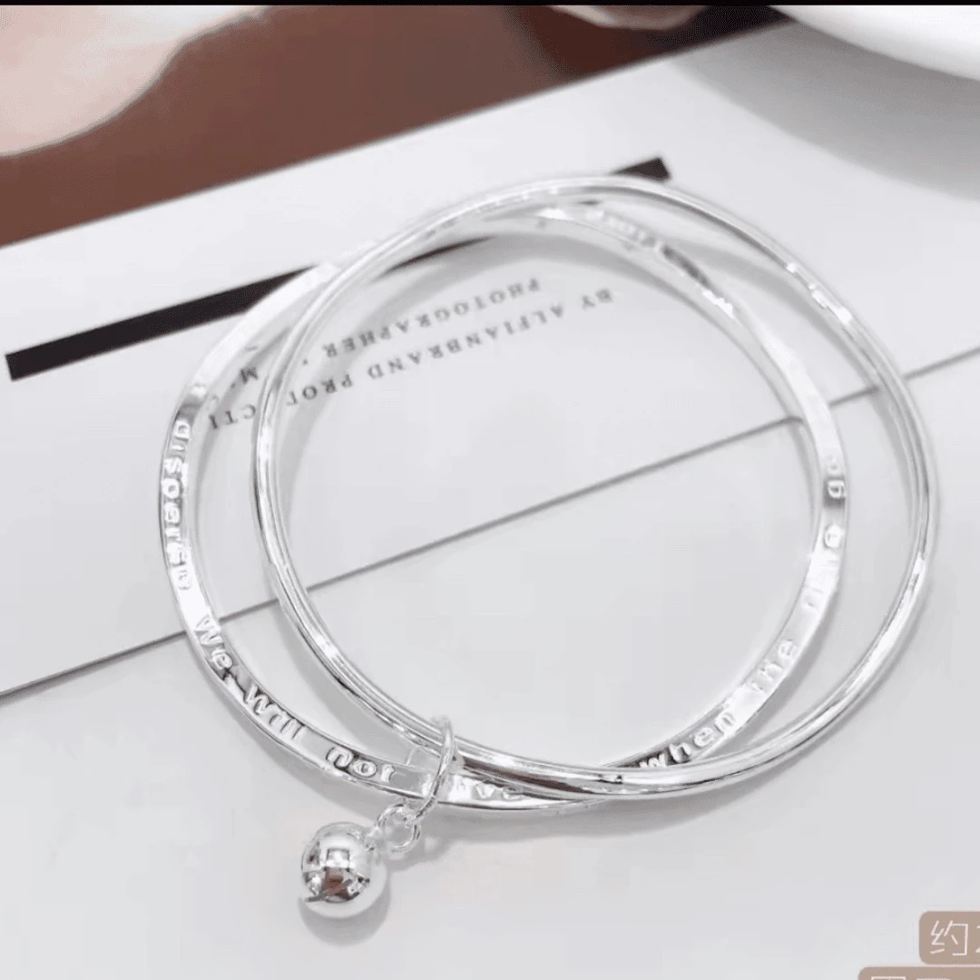 足银手镯 [尚古银]足银999闭口时尚经典足银手镯简约素圈两世欢