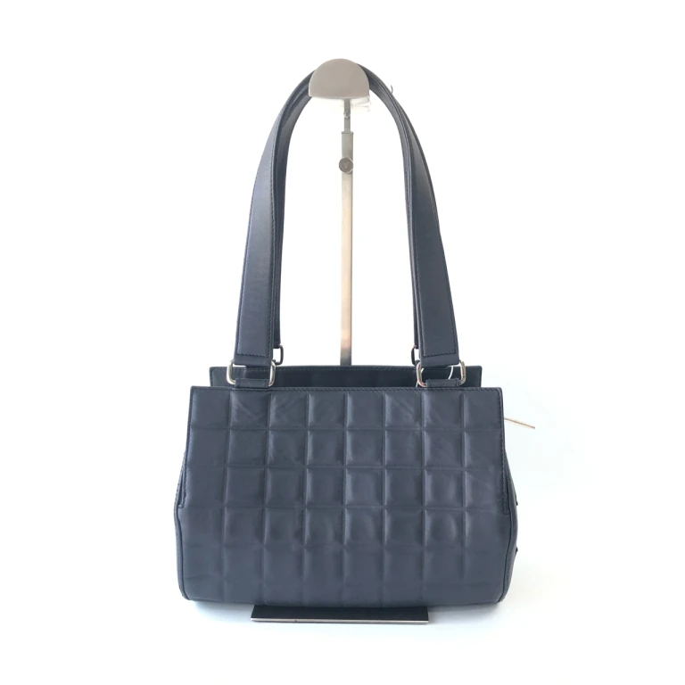 95新 Chanel/香奈儿 安洁利CHANEL藏蓝冰格圆桶手提包 WHL409262H