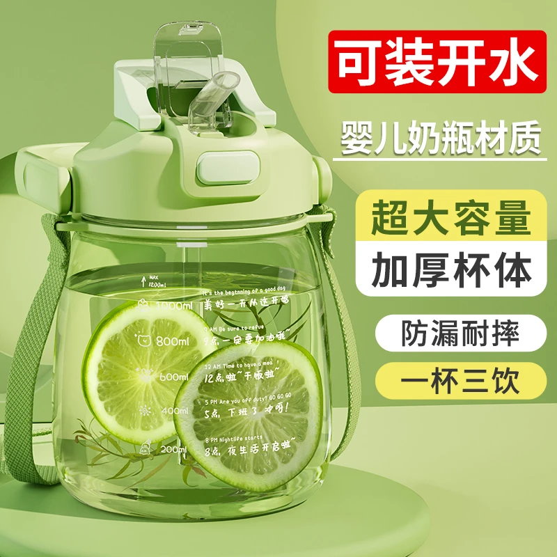 女生户外水杯大容量塑料杯高颜值耐高温便携式夏季学生带吸管杯子
