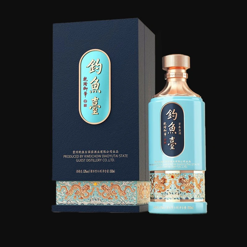 钓鱼台 蒂芙尼蓝酒53度500ml景泰蓝
