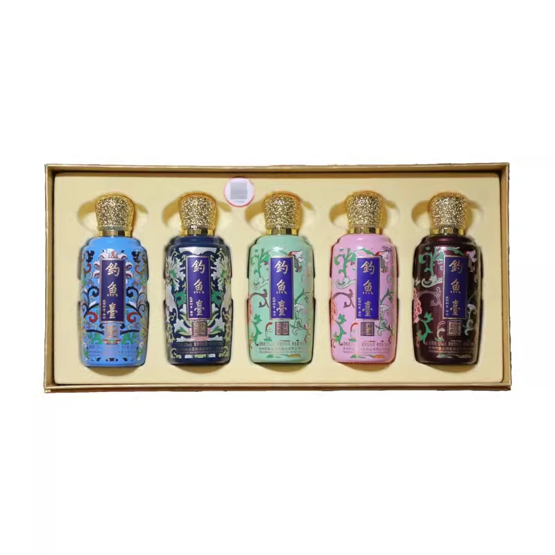 钓鱼台珐琅彩 五彩缤纷小酒版 53度100ml*5瓶贵州酱香型白酒