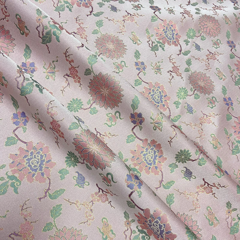 0.5米链接 拾悦丝绸  吴罗粉底莲花（面料特殊一经裁剪不退换）