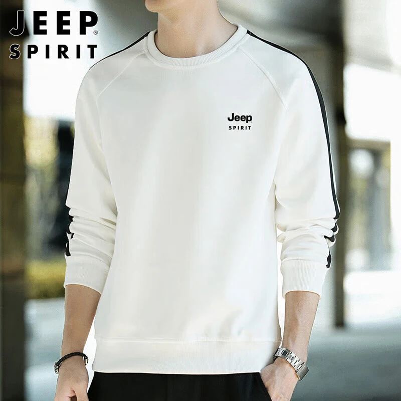 JEEPSPIRIT卫衣男2023秋季男士卫衣圆领T恤宽松上衣服休闲T恤男装