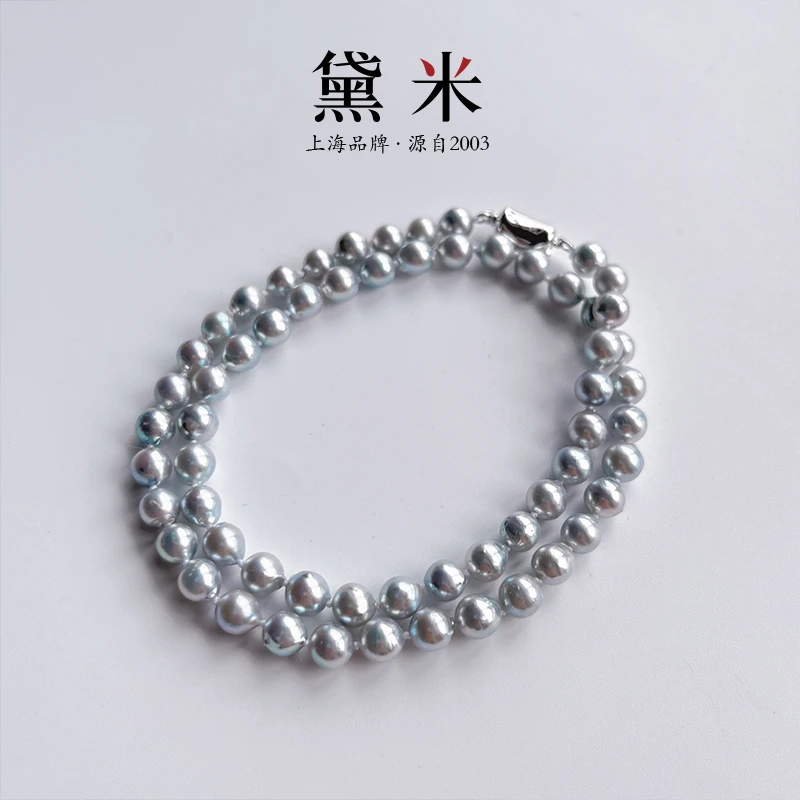 【黛米】YF986灰色时间 约6-7mm海水珍珠项链 S925银