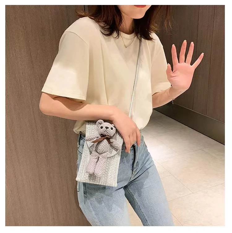 手机包斜挎小清新包包女包2023潮流小众手机包单肩斜挎时尚编织包