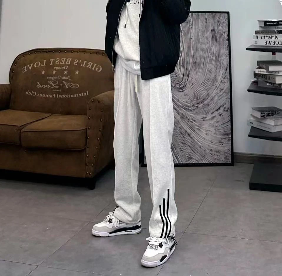 庆庆同款23年秋季简约高级休闲运动卫裤设计感百搭条纹宽松运动裤