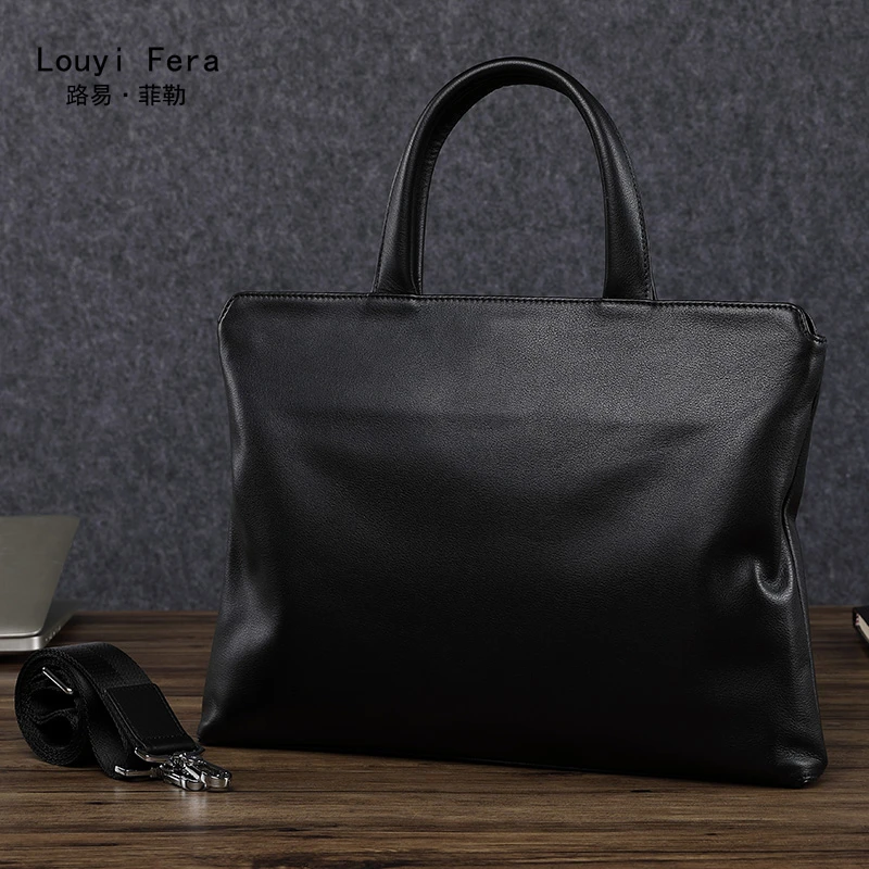 LOUYI FERA/路易·菲勒轻奢正品商务包真皮公文包简约男包百搭潮流
