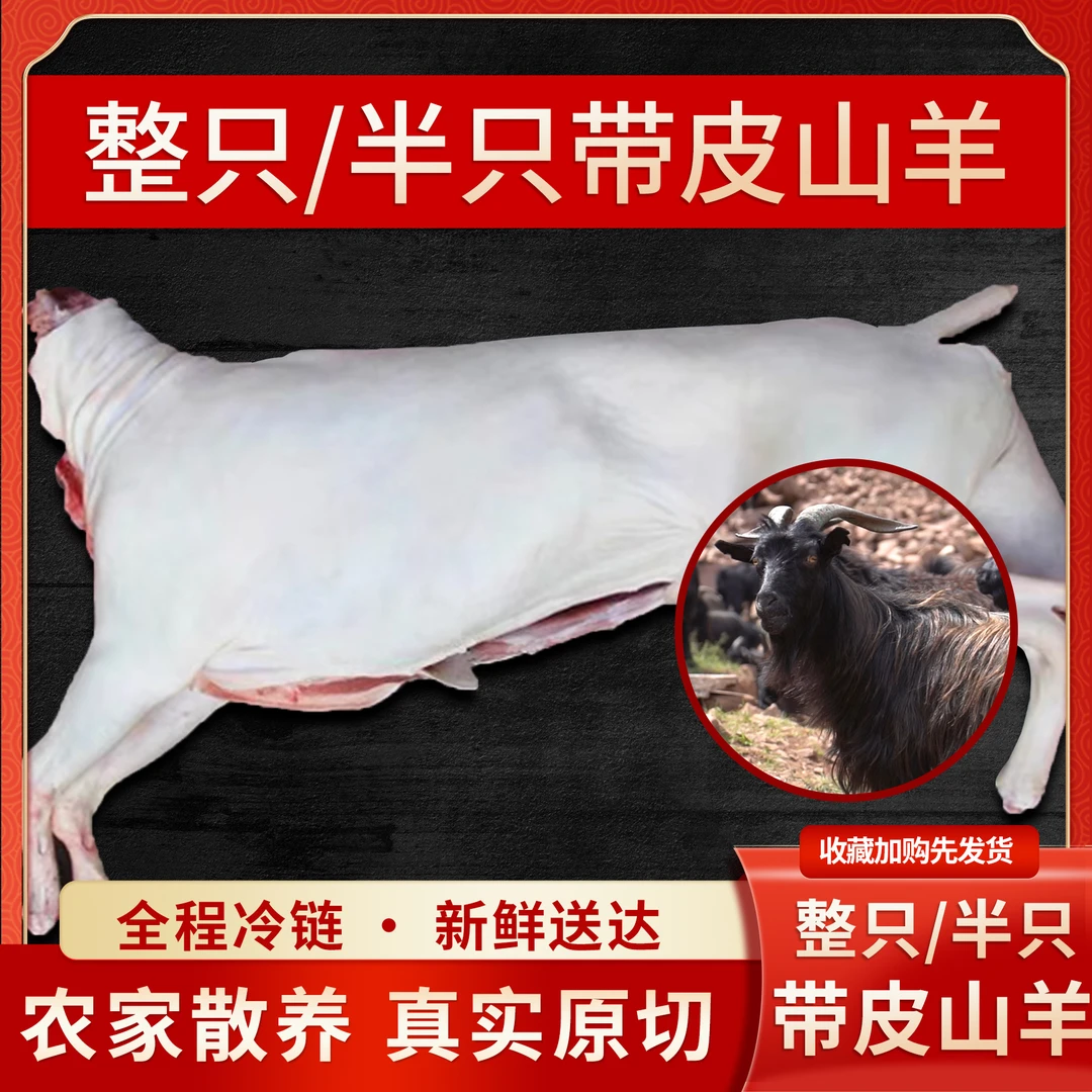 带皮羊腿排5/10斤重  新鲜羊腿  放养山羊腿羊前腿羊后腿带皮整只