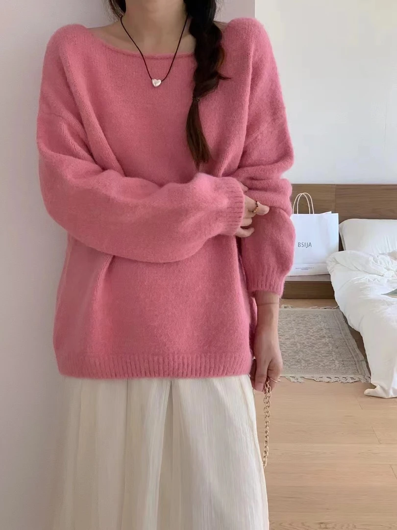 毛衣针织衫宽松慵懒风圆领秋冬套头上衣显瘦长袖网红时尚百搭加厚