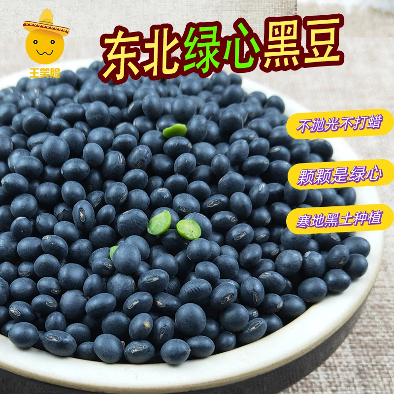 东北绿心小黑豆3/5斤农家不抛光青仁乌新豆粥汤豆浆豆芽泡醋