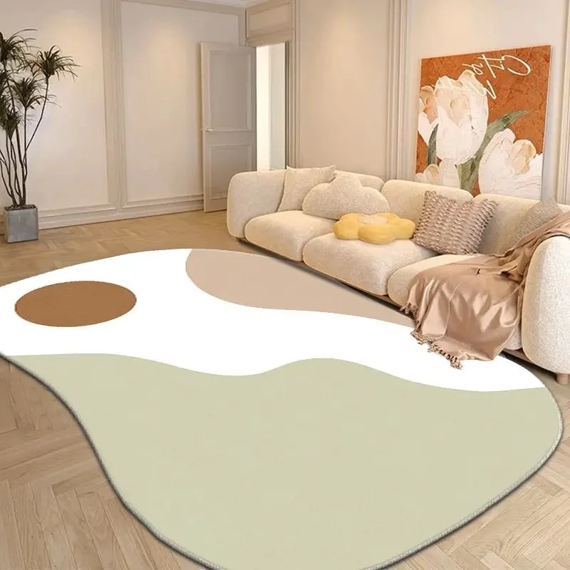 侘寂风客厅地毯北欧沙发茶几毯不规则客厅地毯耐脏免洗好打理垫子