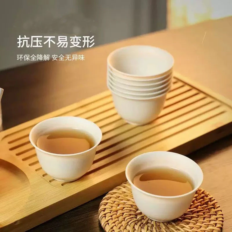 【50只功夫茶杯】一次性杯子稻香杯一次性稻壳茶杯耐高温加厚家用茶