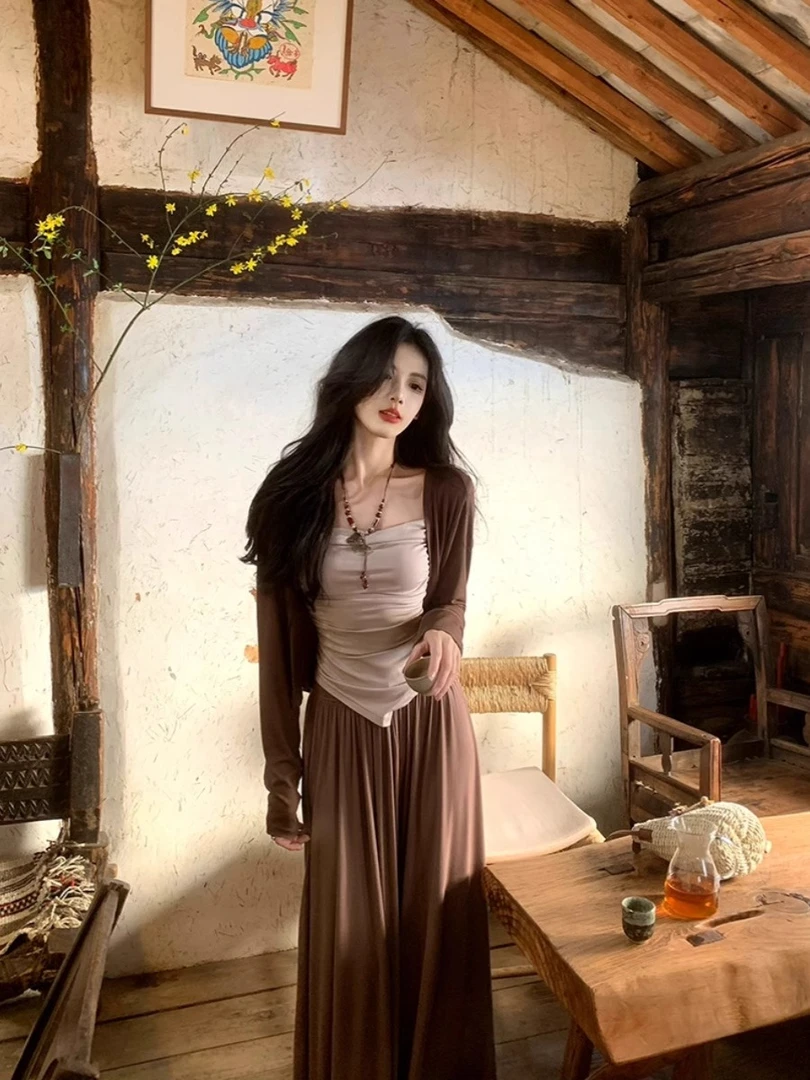 慵懒气质套装辣妹抹胸防晒开衫上衣女2025春夏季酷飒风女装高级感