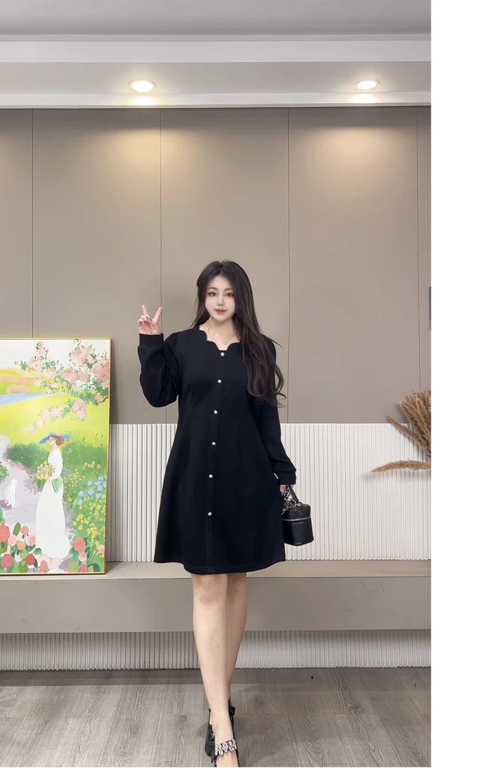 【玲胖胖 布里佩斯】秋冬季气质遮肉显瘦大码连衣裙LPP61357