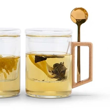 {闪购商品}523 带勺三件杯 350毫升加厚带盖 办公杯 泡茶杯