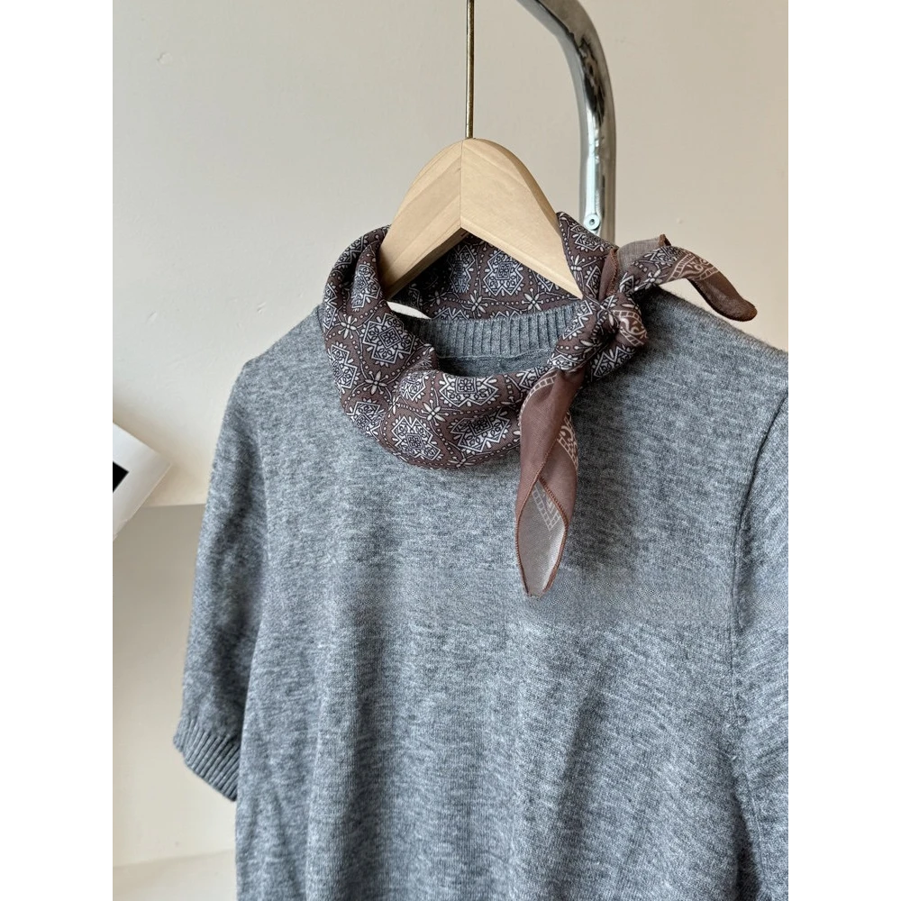 丝巾小方巾女复古高级安可拉红色几何护颈领巾 搭西装ins头巾发带