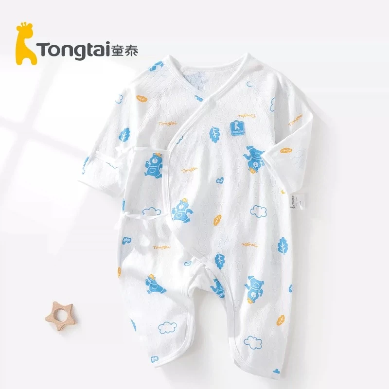 童泰童装新生婴儿儿衣服纯棉夏季薄款透气空调房宝宝连体衣蝴蝶衣