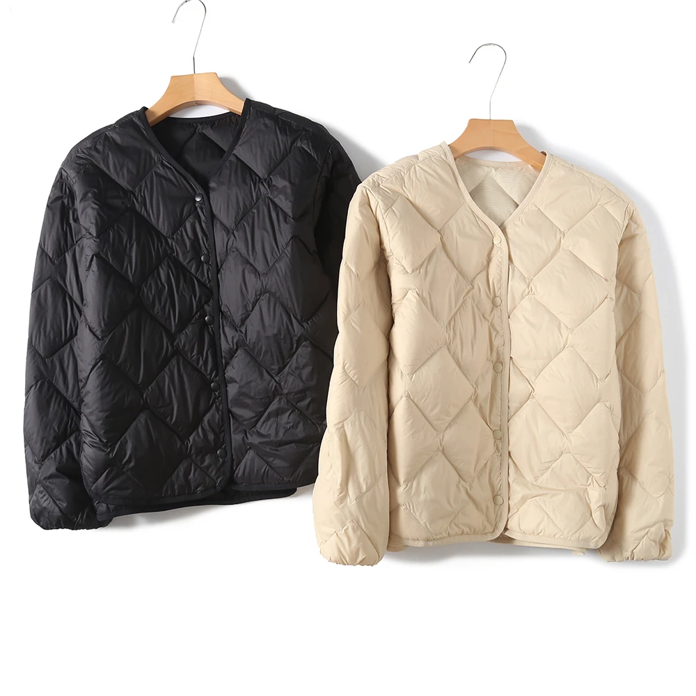 门店499！轻暖防污！90绒菱形短款羽绒服 W6766 女装 C90