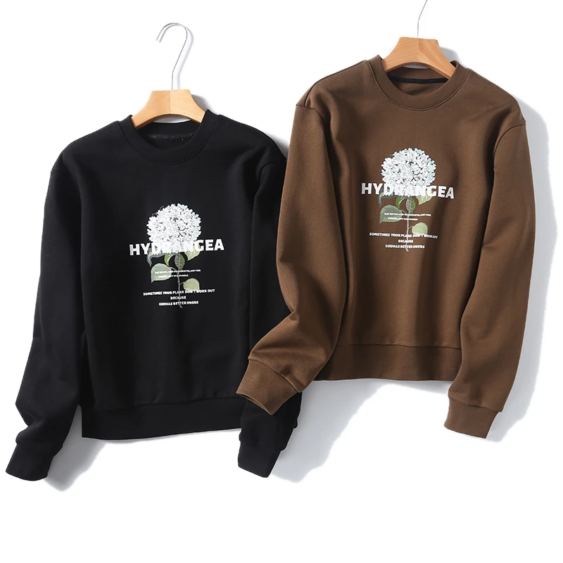 门店359！帛造 特 奢线保暖加厚冬奥绒绣球花印花卫衣 W5929  E350