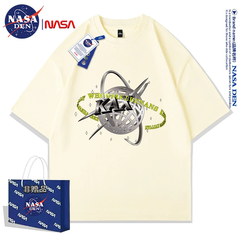 NASA联名夏季新款潮流印花休闲百搭时尚短袖T恤男港风ins男女同款