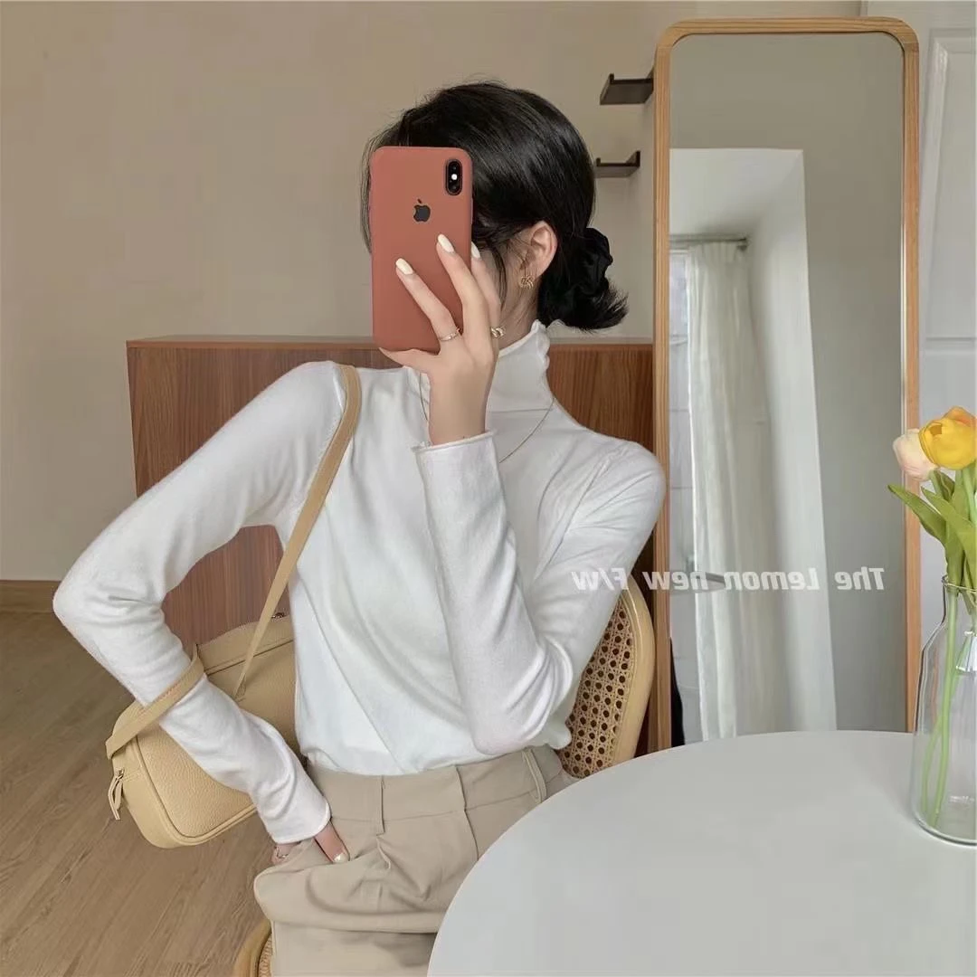 秋冬高级感高领毛衣女2023年新款修身软糯内搭堆堆领针织打底衫