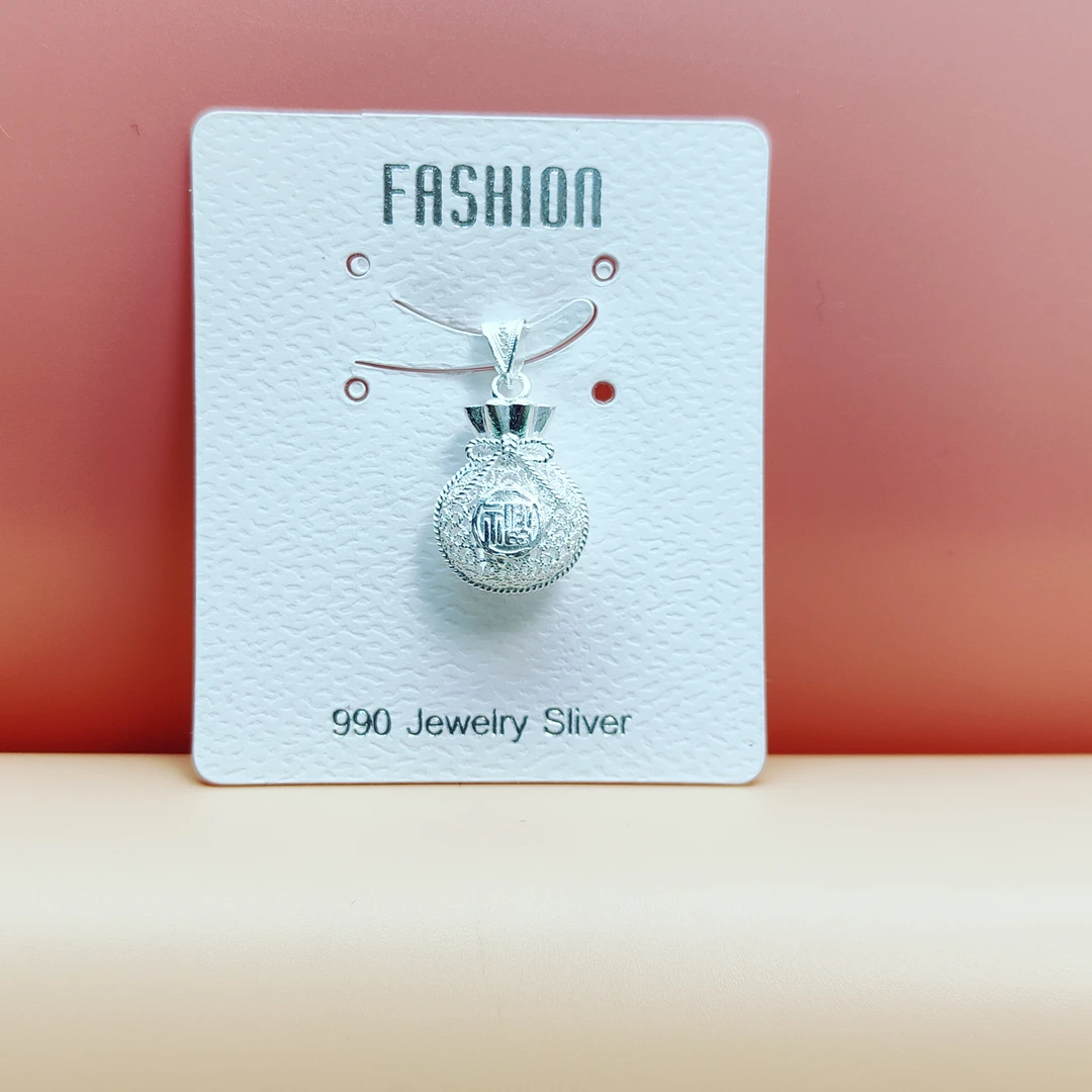 吊坠足银 代代有福镂空花丝祥云纹福袋子百搭时尚