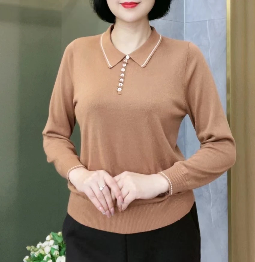 款号：S-6169莱赛尔天丝T恤秋新款显瘦女上衣