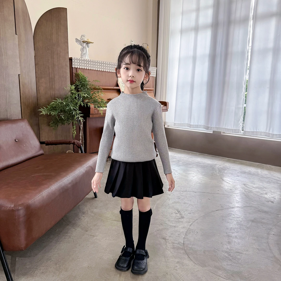 女童打底衫早秋毛衣儿童针织衫中大童秋冬款洋气小女孩半高领毛衣