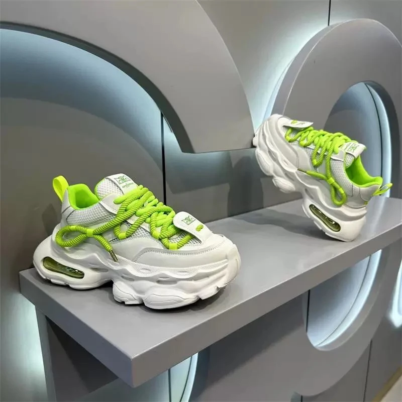 2024新款小白鞋增高透气网面鞋子男款夏季厚底老爹鞋百搭男鞋9-02