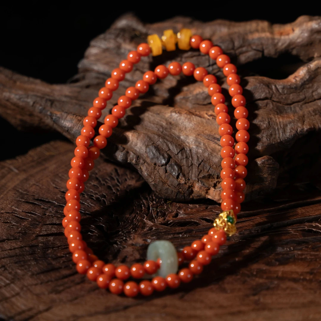 5mm天然18k金川料瓦西南红多圈珠串*9219836902280