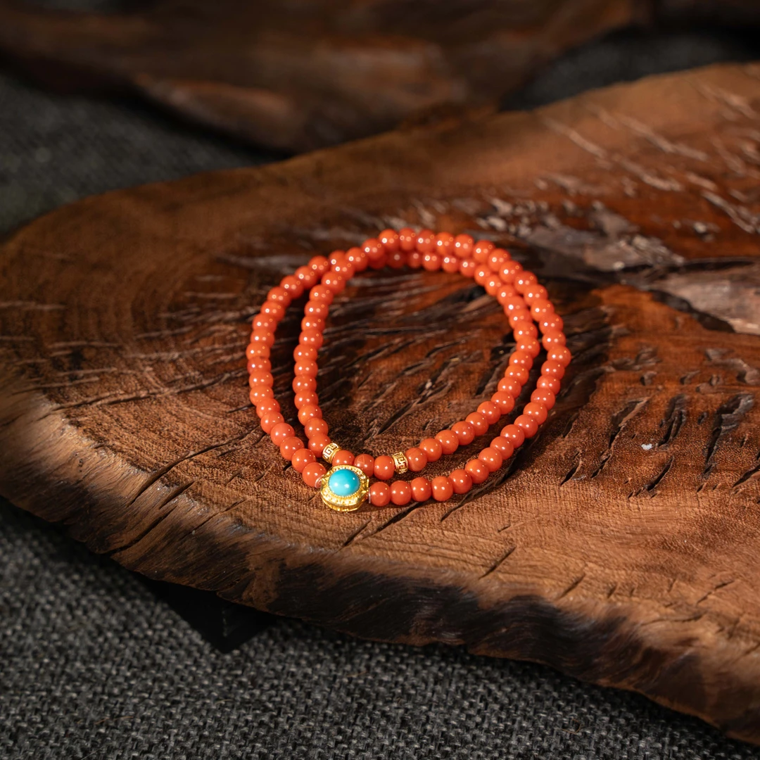 4mm18k瓦西南红苹果珠两圈项链【多样性发一】HS9828640880