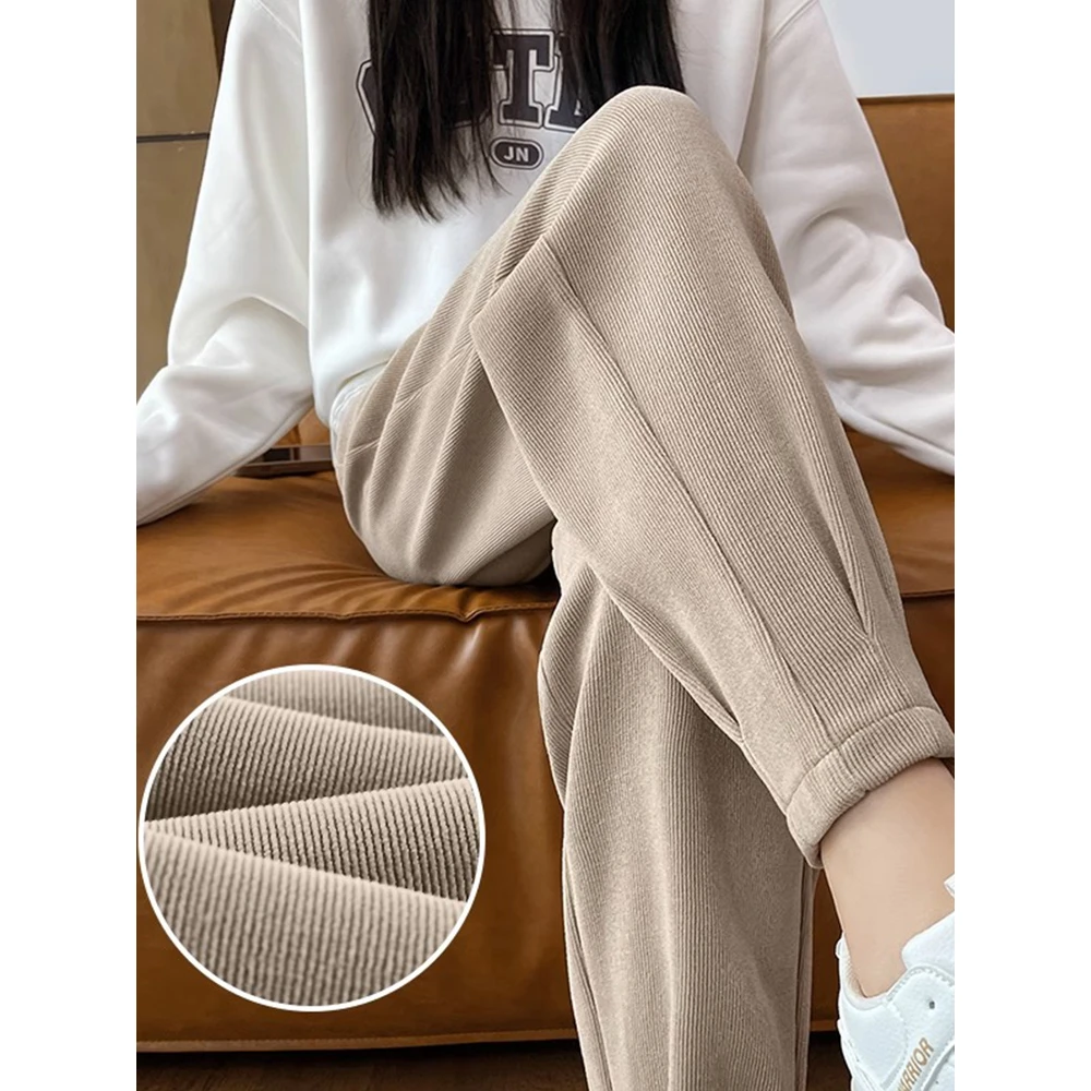 孕妇裤秋冬季外穿2024新款雪尼尔哈伦裤小个子宽松萝卜裤加绒春秋