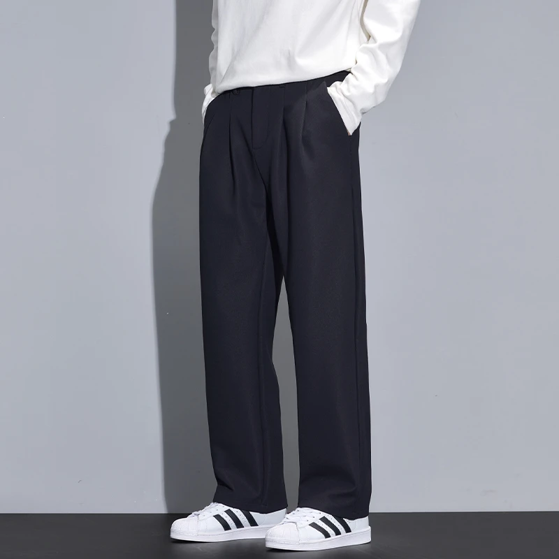 Kuvine2025春季新款宽松直筒休闲西裤男垂感韩系潮流休闲裤西装裤