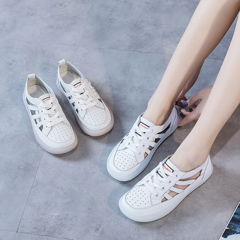 飞真皮洞洞鞋2024夏季新款透气软底鞋镂空平底单鞋35-42大码女鞋
