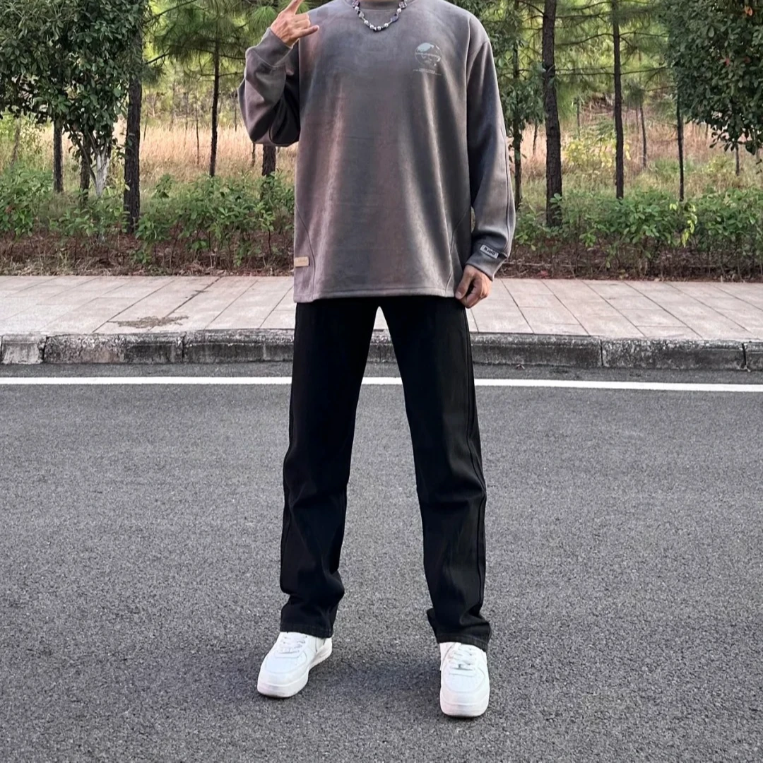 胖人大码男装夏季男士宽松大码牛仔裤微胖男生显瘦高街直筒裤子男