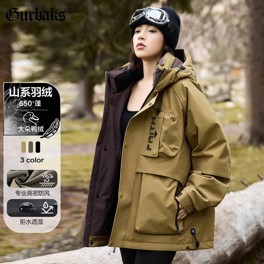 秋冬新款三防情侣羽绒服男女宽松登山户外防水工装美式短外套休闲