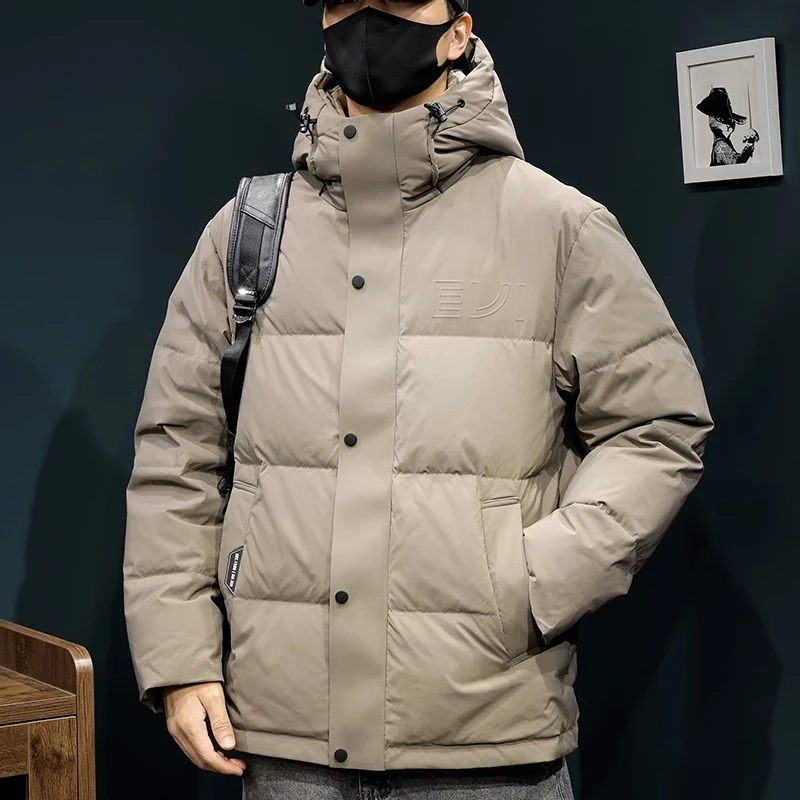 冬季90鸭绒羽绒服棉服连帽短款2024新款大码秋冬保暖防寒加厚外套