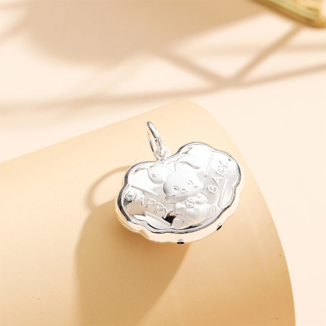 吊坠足银 A8279【心想事成兔子锁包】足银999素款可爱空心挂件百搭
