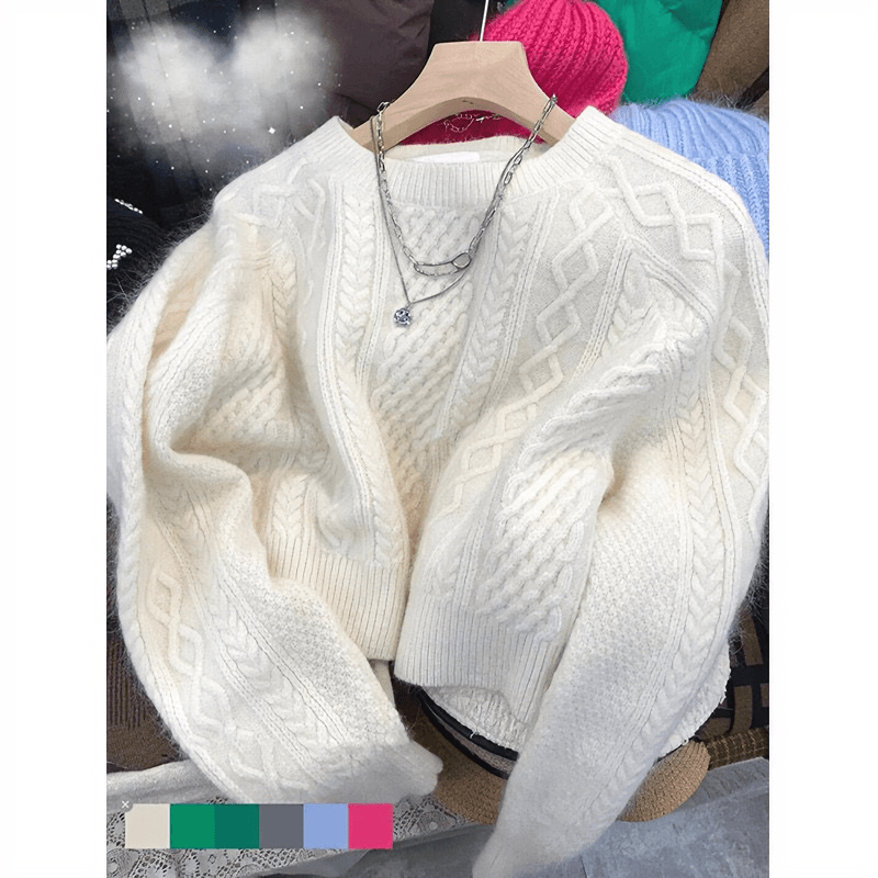 感日系古着毛衣女加厚秋冬季2023新款慵懒风浣熊绒针织衫外穿时尚