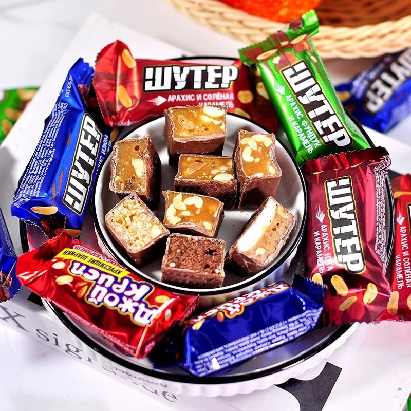 俄罗斯花生士力架俄洛哆牌夹心牛轧糖进口榛子巧克力高端年货喜糖