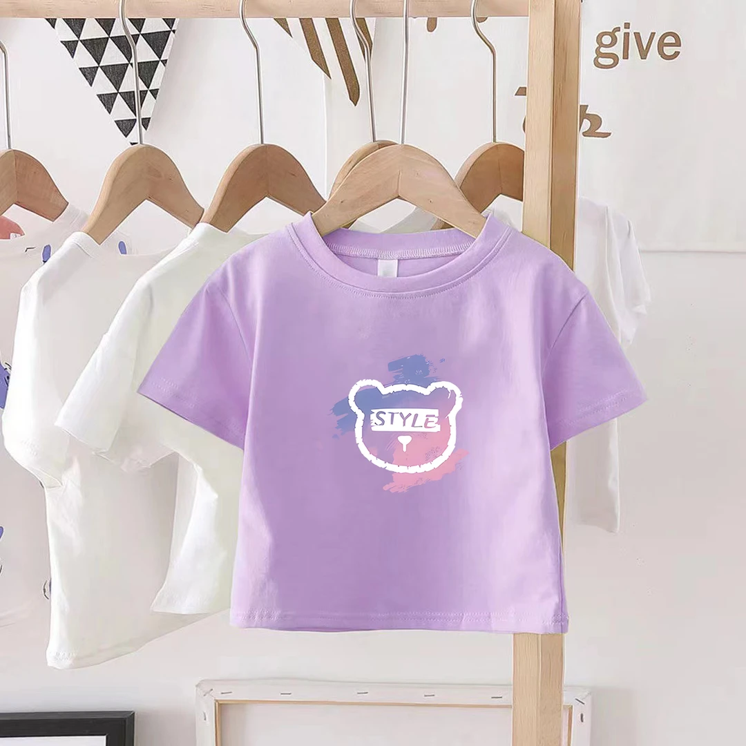 100%纯棉儿童短袖可爱鸭多巴胺女宝宝中大童T恤夏季装新款上衣潮