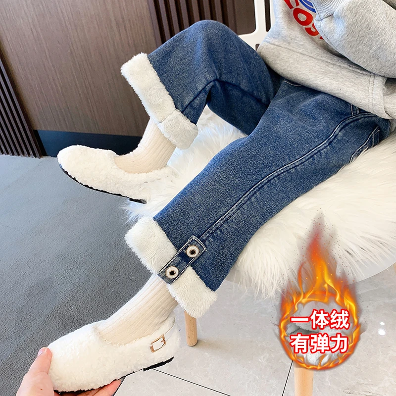 【买一送一】女童加绒牛仔裤冬季