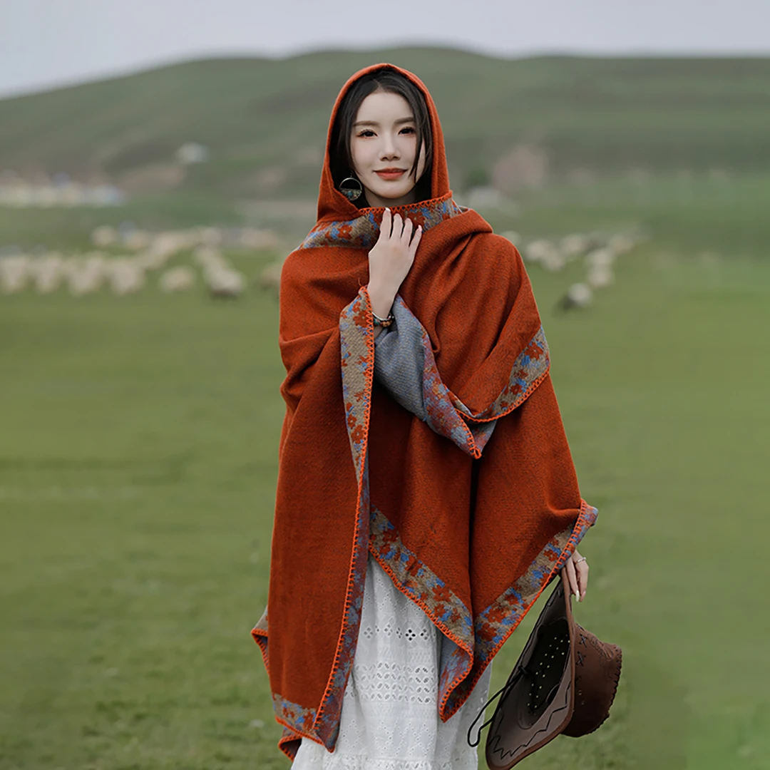 波西米亚披肩异域斗篷女新疆旅游草原旅行穿搭拍照民族风外搭披风