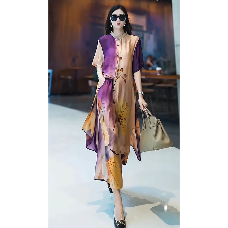 2025夏季轻奢复古文艺女装时尚气质宽松套装女海边度假洋气两件套