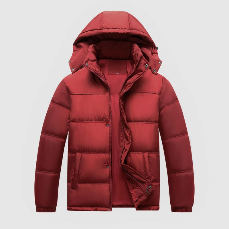 高档冬季男红色棉服中老年男士酒红色中年爸爸本命年红色棉袄外套