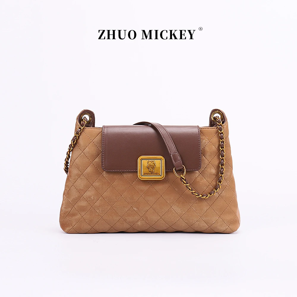 ZHUO MICKEY/卓米奇新款时尚百搭单肩斜挎包0722棕色
