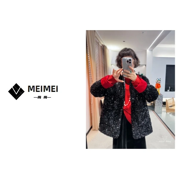 XMM.《龙年黑天鹅羽绒服》冬季时尚休闲百搭洋气气质时髦亮片羽绒服